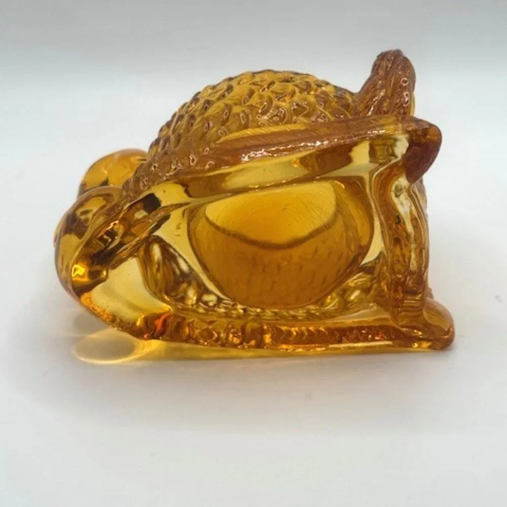 Pressed Glass Amber Turkey Votive